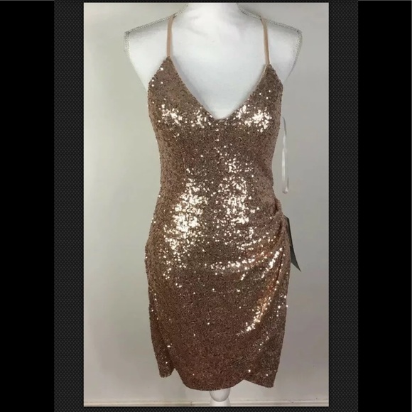 B.Smart Size 9 Cocktail sequin gold razor back - Picture 6 of 7